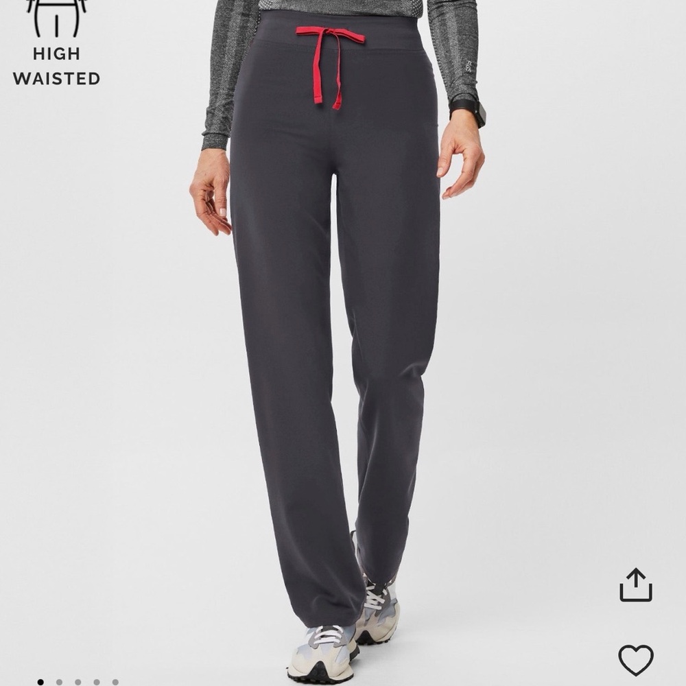 Figs High-Waisted Livingston Scrub Pants in Charcoal